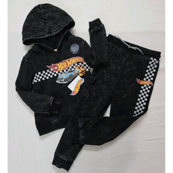 Hot Wheels Toddler Hoodie  Joggers Set 5T NWT Race Cars Track Stone Washed Flaw - Picture 1 of 14